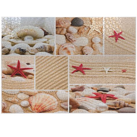 Ambesonne Tropical Jigsaw Puzzle Seashells Starfishes Heirloom