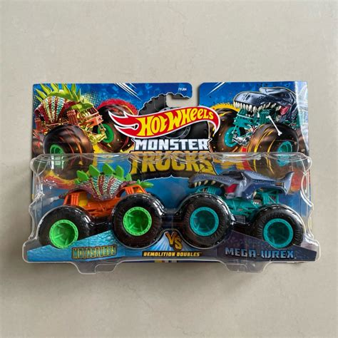 HOT WHEELS HOTWHEELS 風火輪怪物卡車 Motosaurus VS Mega Wrex 拆雙風火輪卡車 蝦皮購物