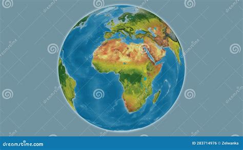 Globe Centered On Nigeria Topographic Map Stock Illustration