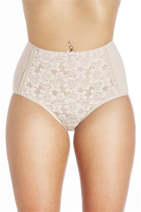 Camille Womens Pack Lace Front Full Briefs Nude Camille From Camille Lingerie Uk