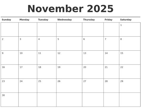 November 2025 calendar printable