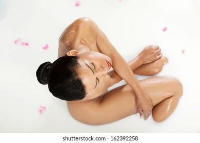 Attractive Naked Woman Lying Milkbath Front Stock Photo 162392258 Shutterstock