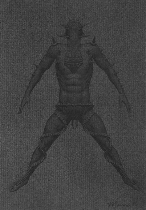 Original Nude Male Biomechanical Figure X Mixed Media Painting Drawing Nr