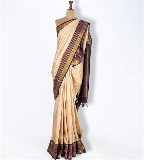 Off White Kanchipuram Silk Saree