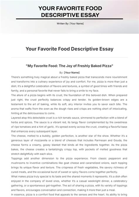 Free Your Favorite Food Descriptive Essay Template to Edit Online