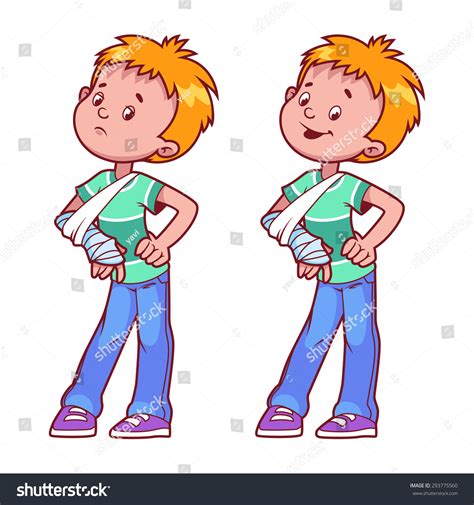 Cheerful Sad Boy Broken Arm Cast Stock Vector (Royalty Free) 293775560 ...