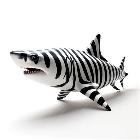 Premium Ai Image Zebra Shark Toy Figurine Black And White 3d Art With