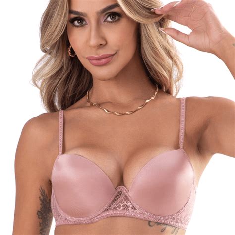 Conjunto Push Up Calcinha Fio Nude Duzani