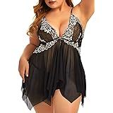 JuicyRose Open Back Lingerie Lace Babydoll Sleepwear Plus Size At