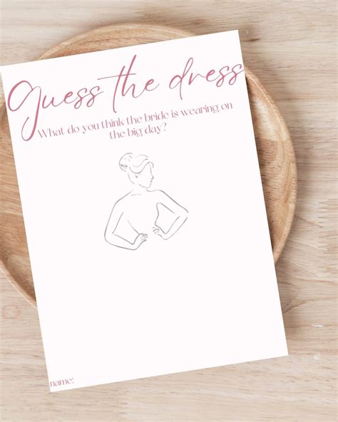 Guess The Dress Bridal Shower Game Etsy