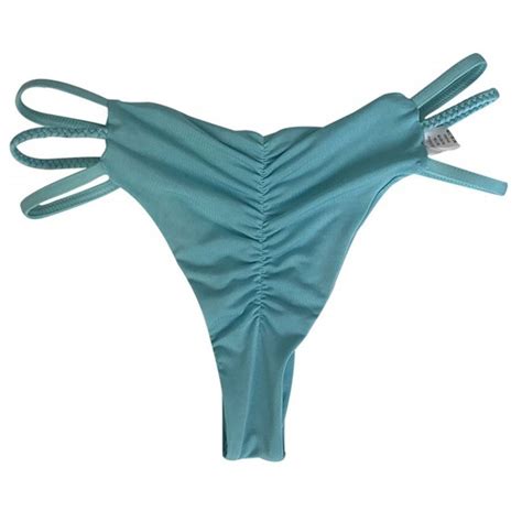 Womens Cheeck Swimsuit Thong Bathing Suit Bikini Bottoms Beachwear Blue C Kho En
