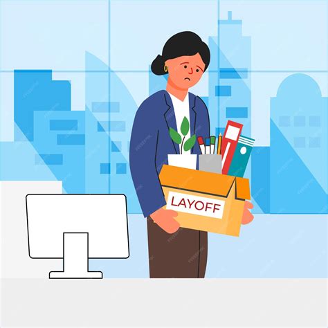 Premium Vector | Female Employee Packing Up and Leaving After Layoff