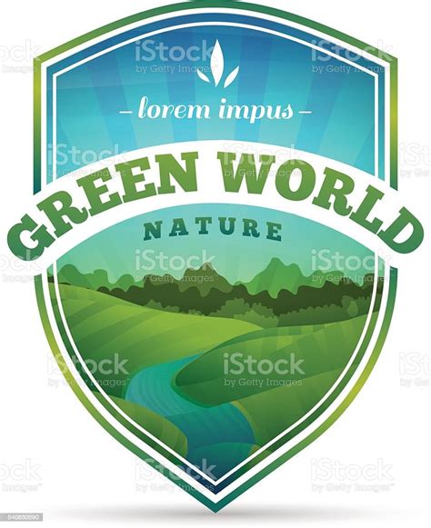 Logo Badge With Nature Landscape Stock Illustration Download Image