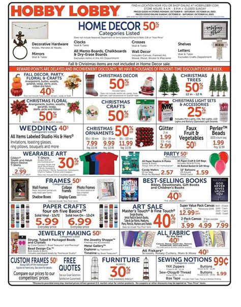 Hobby Lobby Weekly Ad from October 8
