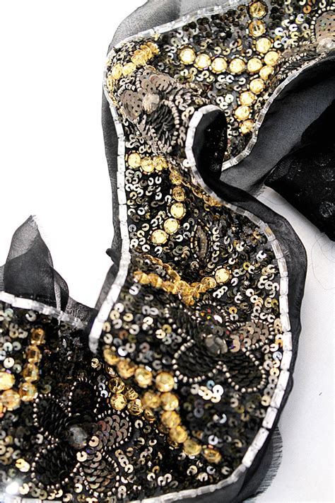 Тесьма с вышивкой пайетками бисером стразами на сетке (t0193) К-11 ...