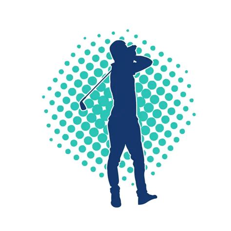 Silhouette Man Playing Golf Silhouette Male Golfer Action Pose Stock