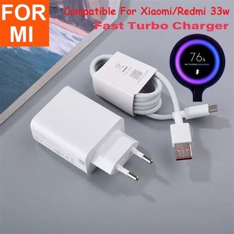 For Mi 33w 27w 18w Charger Xiaomi Redmi Fast Charger Turbo Charge