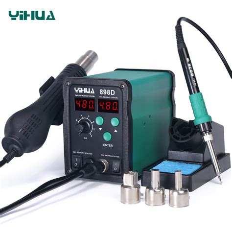 YIHUA 898D 898D Hot Air Rework Station With Soldering Iron Hot Air Soldering Desoldering Rework
