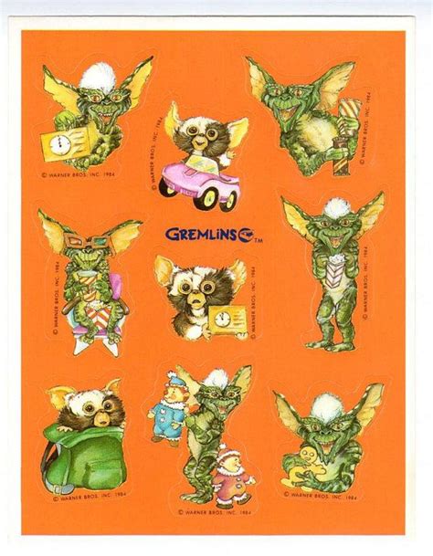 Gremlins Sticker Sheet Hallmark Vintage 80 S Gizmo Stripe Etsy