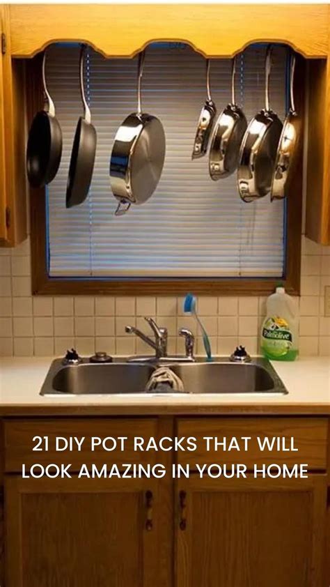 21 Diy Pot Racks That Will Look Amazing In Your Home Pot Rack Hanging Pot Rack Diy Kitchen