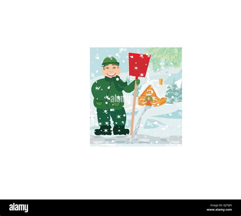 Man Shoveling Snow Stock Vector Image And Art Alamy