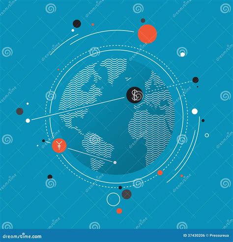 Global Money Exchange Flat Illustration Concept Stock Vector
