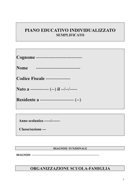 Esempio Di Pei Esempio Pei Per Esercitazioni E Progetti Piano