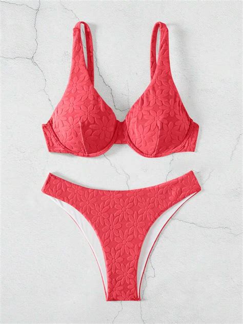 SHEIN Swim Vcay Vrouwen Bikini Set Speciale Stof Stalen Beugel Stijl Zomer Sexy Strandkleding