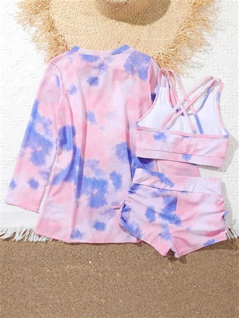 Chicas Bañador bikini de tie dye con cover up Moda de Mujer SHEIN