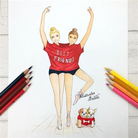 Tag Your Bestie To Do Teamwork👯 Amazing Drawing By Illustrationbubble