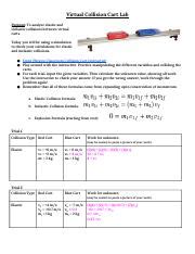 Virtual Collision Cart Lab Docx Virtual Collision Cart Lab