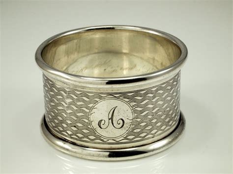 Vintage 40s Silver Napkin Ring Holder With Engraved Initial A Etsy