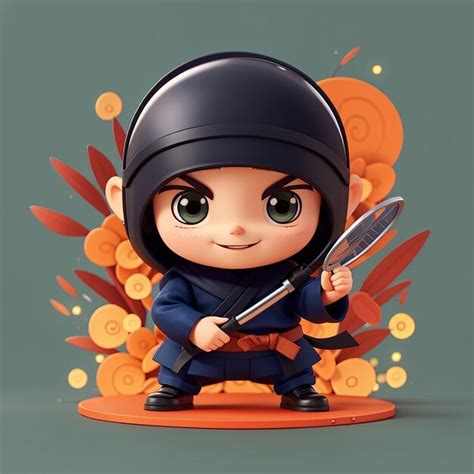 Cute Ninja Stiflingly Hot With Handheld Fan Cartoon Vector Icon