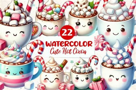 Watercolor Cute Hot Cocoa Png Clipart Graphic By Dreamshop Creative Fabrica