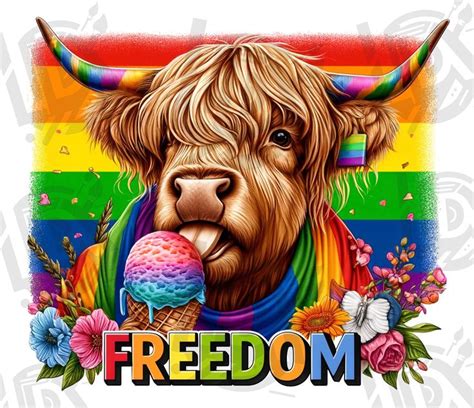 Highland Cow Pride PNG Funny Cow Png Freedom Cow Png LGBTQ Png Pride Gay Png Love Is Love