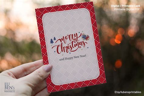 2 Christmas Card Printable New Year Card Digital Download - Etsy