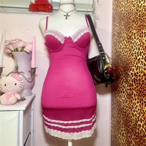 Hot Pink Baby Doll Slip Dress This Sexy Lingerie Depop
