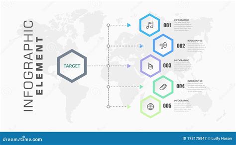 5 Point Infographic Vector Template Vvector Design Stock Illustration