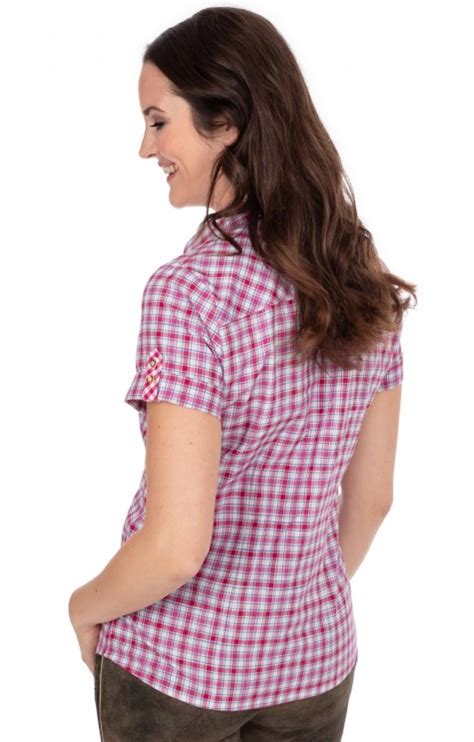 Os Trachten Trachtenbluse Checkered Langarm Stick Rot Alpenclassics De