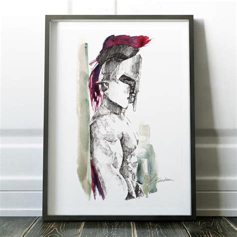 Masculine Gladiator Gay Art Nude Male Art Watercolor Giclée Print Homoerotic Decor Unique LGBTQ