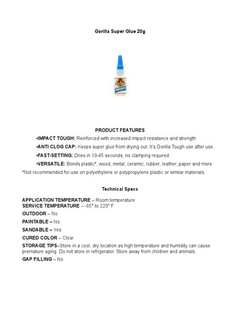 Gorilla Super Glue 20g Pdf