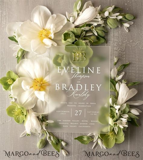 Sage Green Acrylic Wedding Invitations Suite Luxury Frozen Acryl