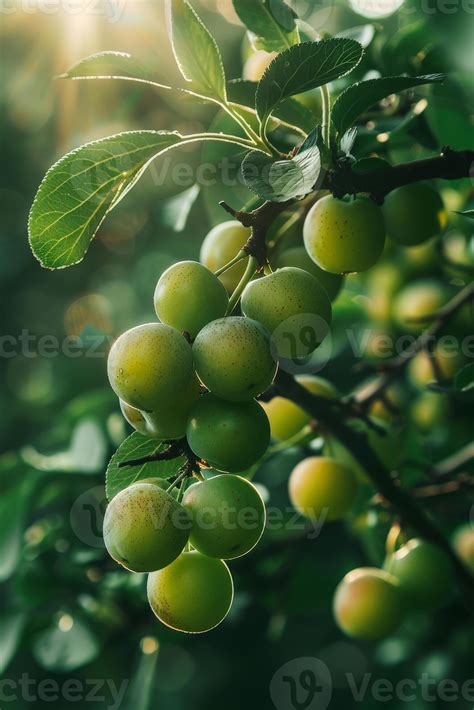 Cluster of Green Plums Hanging From Plum Tree 47838213 Stock Photo at