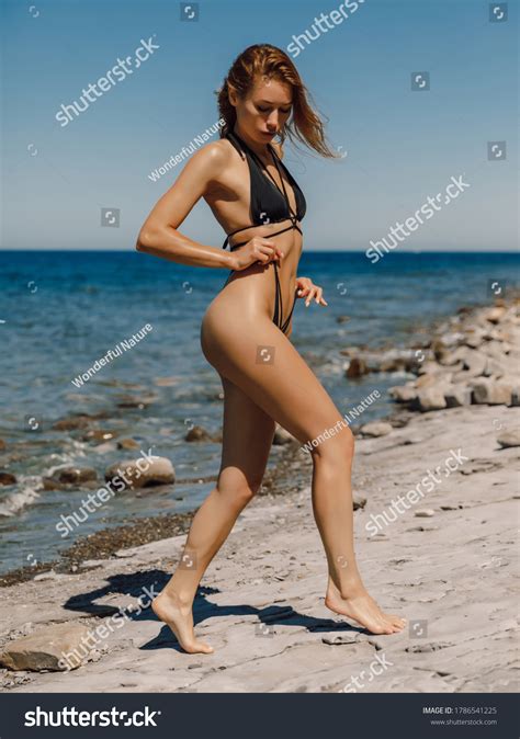 Sexy Slim Woman Bikini Posing Sea Stock Photo Shutterstock