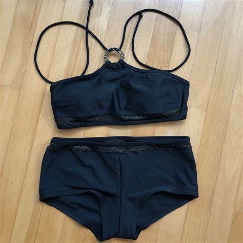 Black Gold Bikini Set Women S Fashion Swimwear Bikinis Swimsuits On Carousell