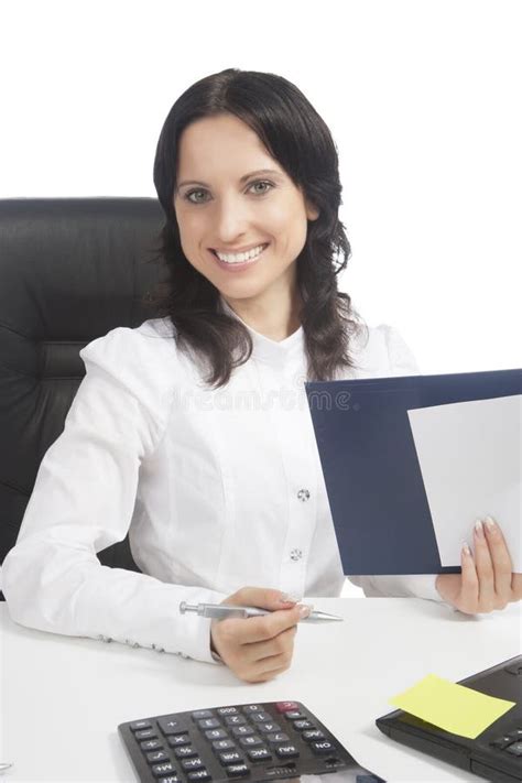 Portrait Of Cute Brunette Woman Smiling Stock Photo Image Of Brunette Business