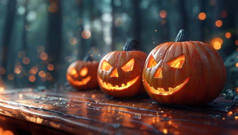 spooky halloween night scene  jack  lanterns virtual background
