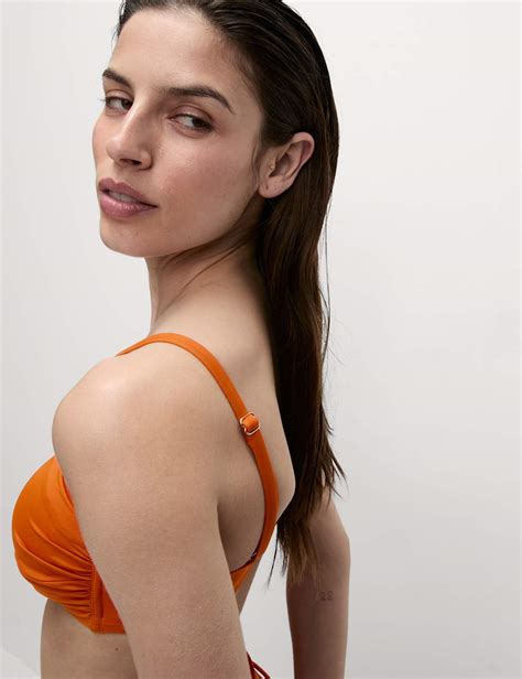 Padded Twist Front Bandeau Bikini Set M S