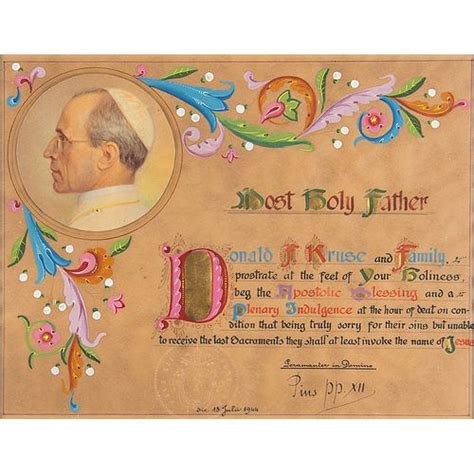 Pope Pius Xii Signed Apostolic Blessing For Sale At Auction On 8th