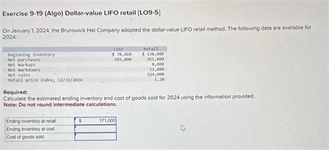 Solved Exercise Algo Dollar Value Lifo Retail Lo Chegg